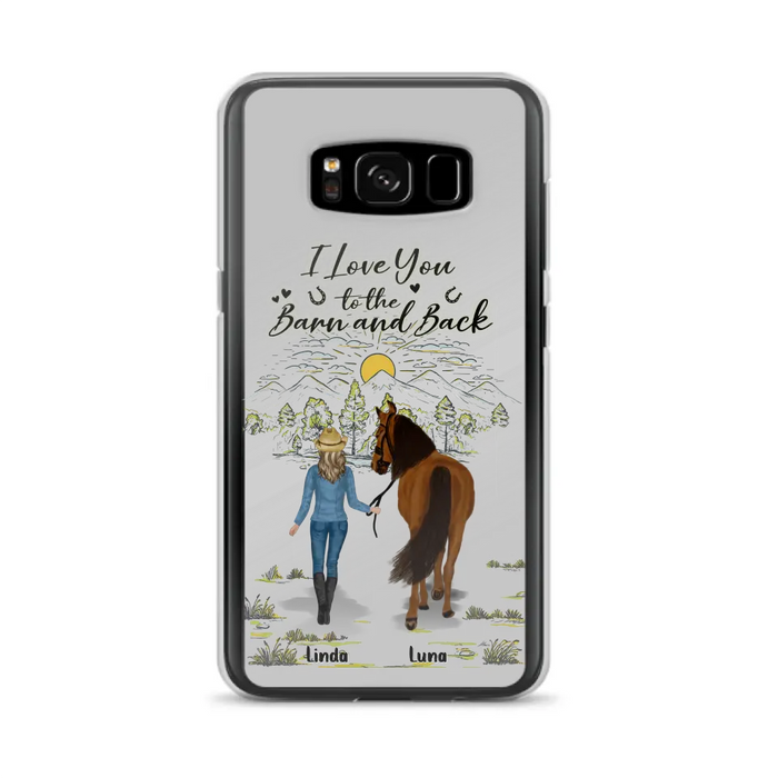 Custom Personalized Horse Girl Phone Case - Upto 6 Horses - Gift Idea for Horse Lovers - I Love You To The Barn & Back - Case for iPhone/Samsung