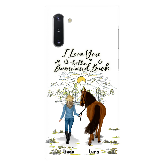 Custom Personalized Horse Girl Phone Case - Upto 6 Horses - Gift Idea for Horse Lovers - I Love You To The Barn & Back - Case for iPhone/Samsung