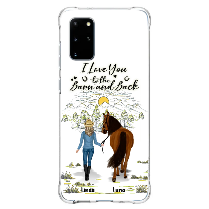 Custom Personalized Horse Girl Phone Case - Upto 6 Horses - Gift Idea for Horse Lovers - I Love You To The Barn & Back - Case for iPhone/Samsung