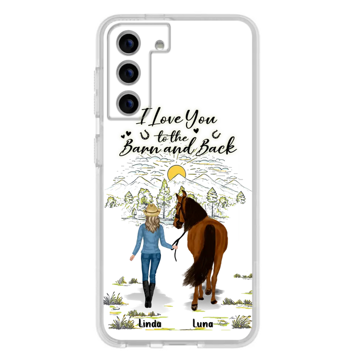 Custom Personalized Horse Girl Phone Case - Upto 6 Horses - Gift Idea for Horse Lovers - I Love You To The Barn & Back - Case for iPhone/Samsung