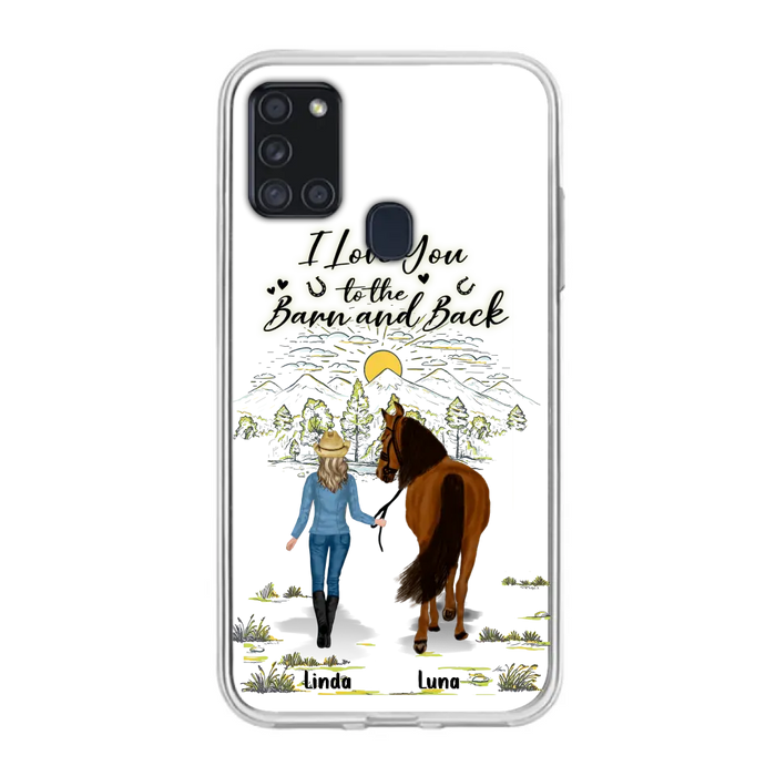 Custom Personalized Horse Girl Phone Case - Upto 6 Horses - Gift Idea for Horse Lovers - I Love You To The Barn & Back - Case for iPhone/Samsung