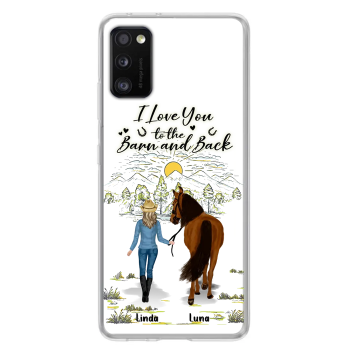 Custom Personalized Horse Girl Phone Case - Upto 6 Horses - Gift Idea for Horse Lovers - I Love You To The Barn & Back - Case for iPhone/Samsung