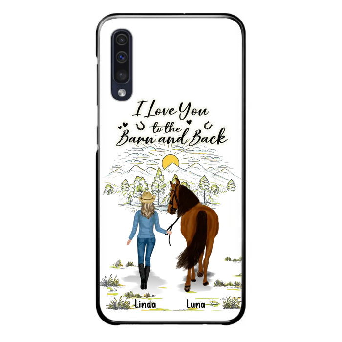 Custom Personalized Horse Girl Phone Case - Upto 6 Horses - Gift Idea for Horse Lovers - I Love You To The Barn & Back - Case for iPhone/Samsung