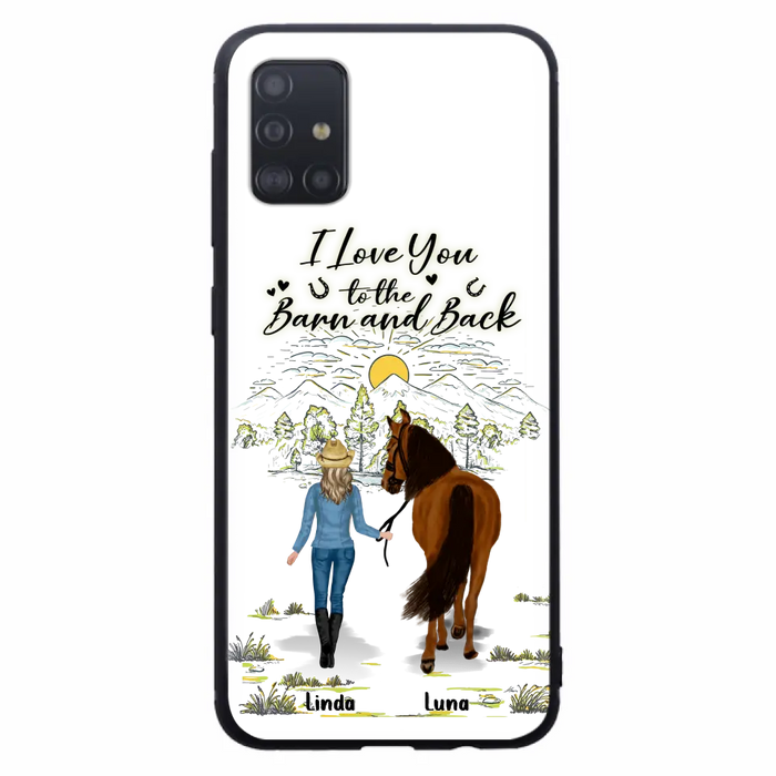 Custom Personalized Horse Girl Phone Case - Upto 6 Horses - Gift Idea for Horse Lovers - I Love You To The Barn & Back - Case for iPhone/Samsung