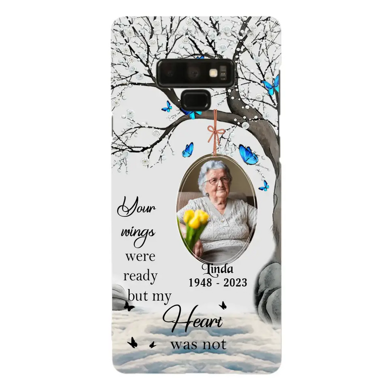 Personalized Memorial Photo Phone Case - Upload Photo - Memorial Gift Idea For Family Member - Your Wings Were Ready But My Heart Was Not - Case For iPhone/Samsung