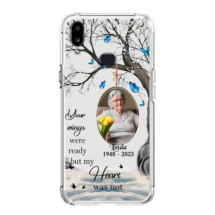 Custom Personalized Memorial Photo Phone Case - Upload Photo - Memorial Gift Idea For Family Member - Your Wings Were Ready But My Heart Was Not - Case For iPhone/Samsung