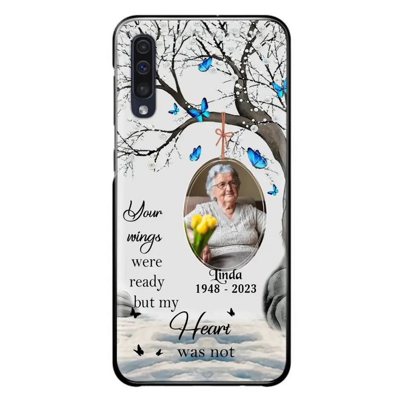 Personalized Memorial Photo Phone Case - Upload Photo - Memorial Gift Idea For Family Member - Your Wings Were Ready But My Heart Was Not - Case For iPhone/Samsung