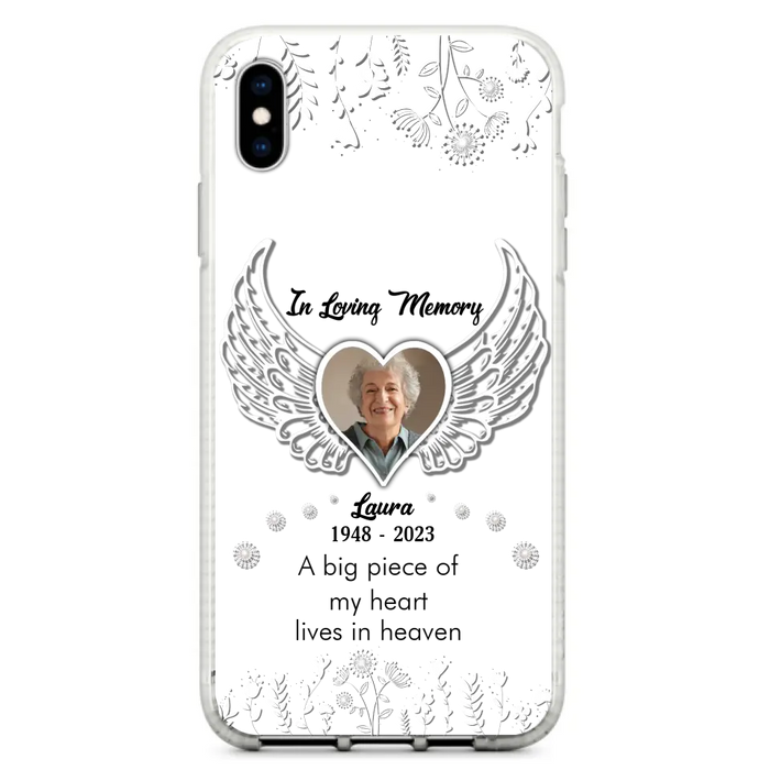 Custom Personalized Memorial Phone Case - Upload Photo - Memorial Gift Idea For Family Member - A Big Piece Of My Heart Lives In Heaven - Case For iPhone/Samsung