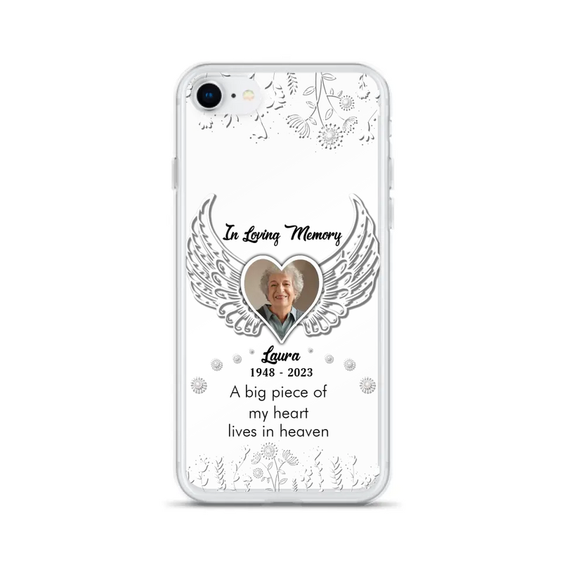 Personalized Memorial Phone Case - Upload Photo - Memorial Gift Idea For Family Member - A Big Piece Of My Heart Lives In Heaven - Case For iPhone/Samsung