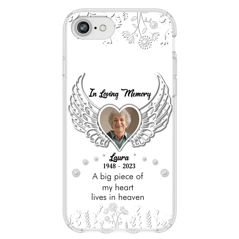 Personalized Memorial Phone Case - Upload Photo - Memorial Gift Idea For Family Member - A Big Piece Of My Heart Lives In Heaven - Case For iPhone/Samsung