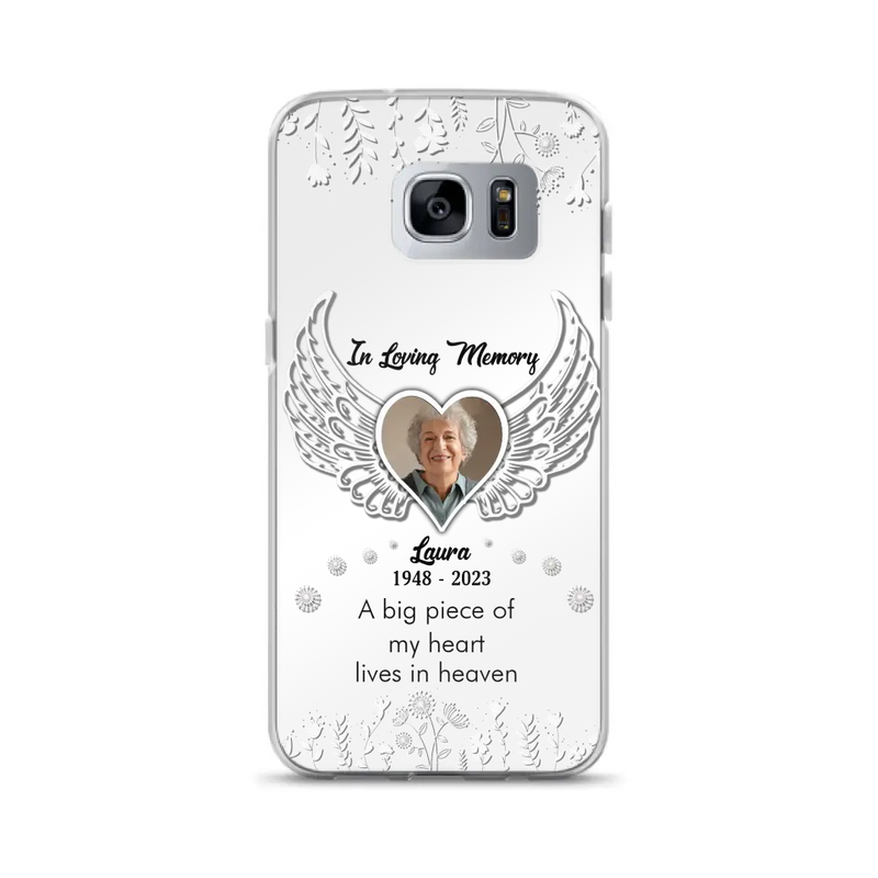 Personalized Memorial Phone Case - Upload Photo - Memorial Gift Idea For Family Member - A Big Piece Of My Heart Lives In Heaven - Case For iPhone/Samsung