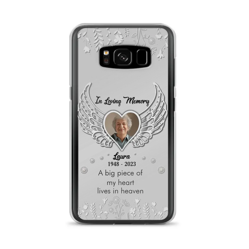 Personalized Memorial Phone Case - Upload Photo - Memorial Gift Idea For Family Member - A Big Piece Of My Heart Lives In Heaven - Case For iPhone/Samsung