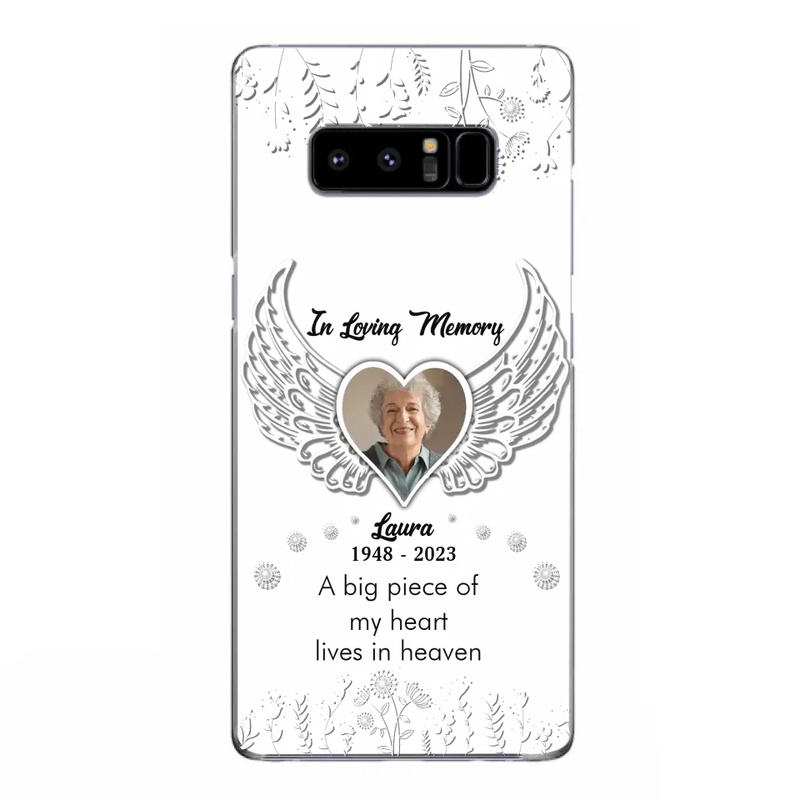 Personalized Memorial Phone Case - Upload Photo - Memorial Gift Idea For Family Member - A Big Piece Of My Heart Lives In Heaven - Case For iPhone/Samsung