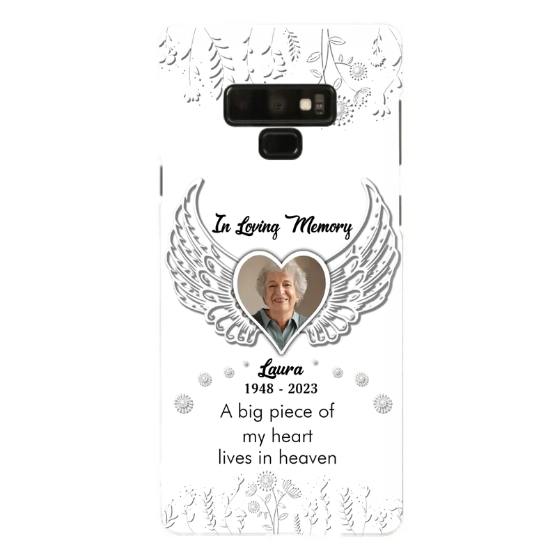 Personalized Memorial Phone Case - Upload Photo - Memorial Gift Idea For Family Member - A Big Piece Of My Heart Lives In Heaven - Case For iPhone/Samsung