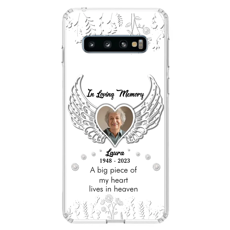 Personalized Memorial Phone Case - Upload Photo - Memorial Gift Idea For Family Member - A Big Piece Of My Heart Lives In Heaven - Case For iPhone/Samsung