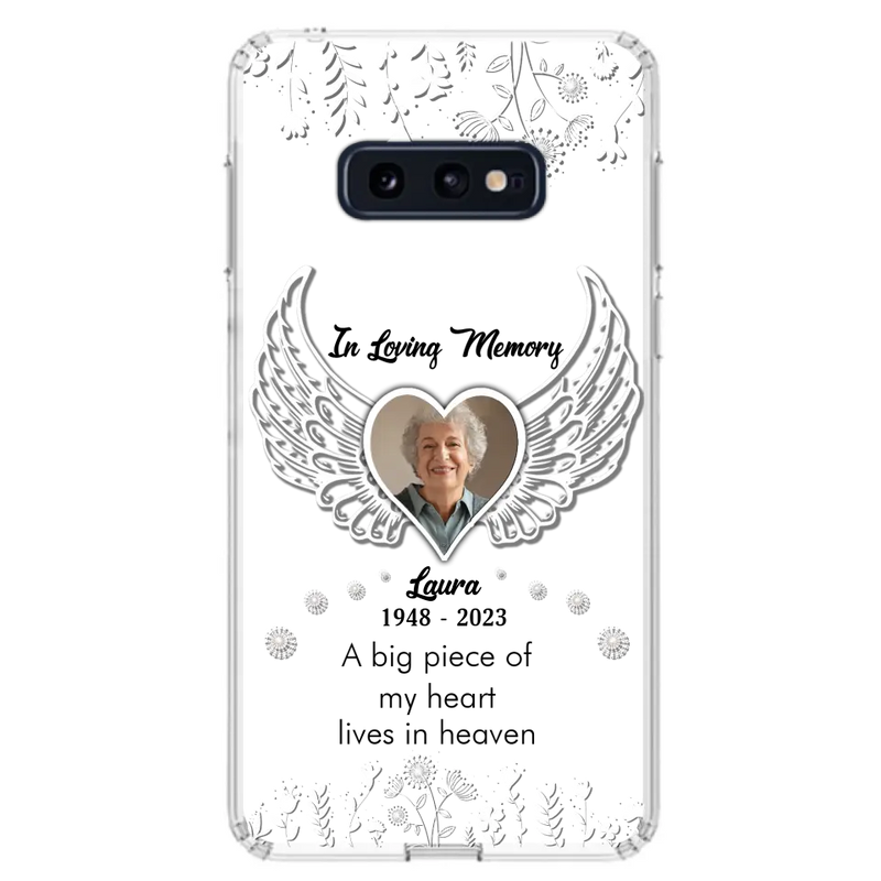 Personalized Memorial Phone Case - Upload Photo - Memorial Gift Idea For Family Member - A Big Piece Of My Heart Lives In Heaven - Case For iPhone/Samsung