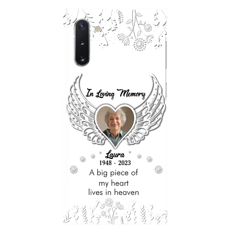 Personalized Memorial Phone Case - Upload Photo - Memorial Gift Idea For Family Member - A Big Piece Of My Heart Lives In Heaven - Case For iPhone/Samsung