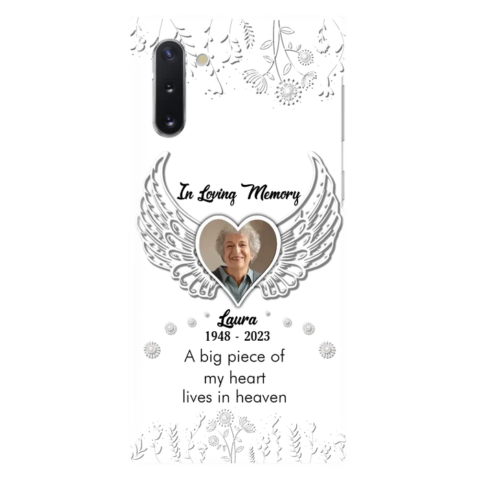 Custom Personalized Memorial Phone Case - Upload Photo - Memorial Gift Idea For Family Member - A Big Piece Of My Heart Lives In Heaven - Case For iPhone/Samsung