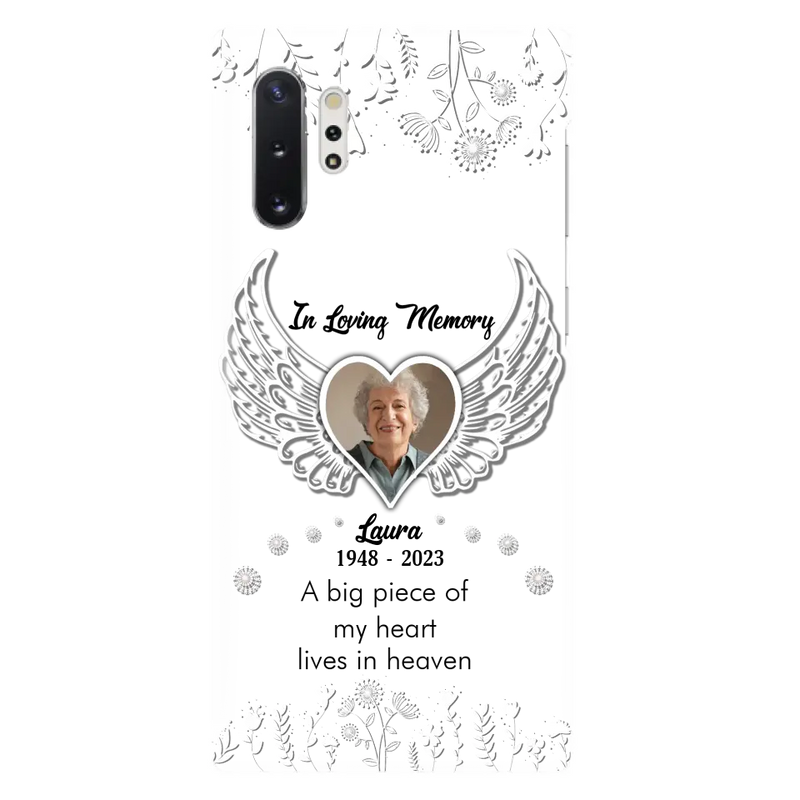 Personalized Memorial Phone Case - Upload Photo - Memorial Gift Idea For Family Member - A Big Piece Of My Heart Lives In Heaven - Case For iPhone/Samsung