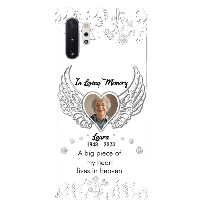 Custom Personalized Memorial Phone Case - Upload Photo - Memorial Gift Idea For Family Member - A Big Piece Of My Heart Lives In Heaven - Case For iPhone/Samsung