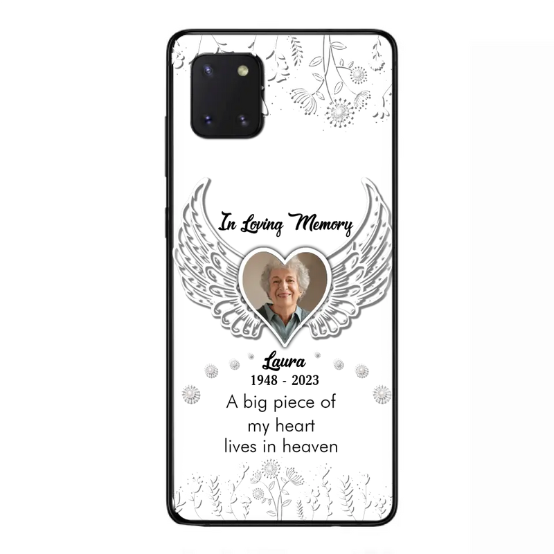 Personalized Memorial Phone Case - Upload Photo - Memorial Gift Idea For Family Member - A Big Piece Of My Heart Lives In Heaven - Case For iPhone/Samsung