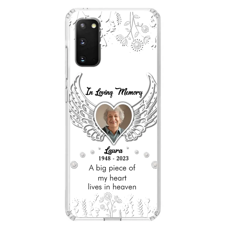 Personalized Memorial Phone Case - Upload Photo - Memorial Gift Idea For Family Member - A Big Piece Of My Heart Lives In Heaven - Case For iPhone/Samsung