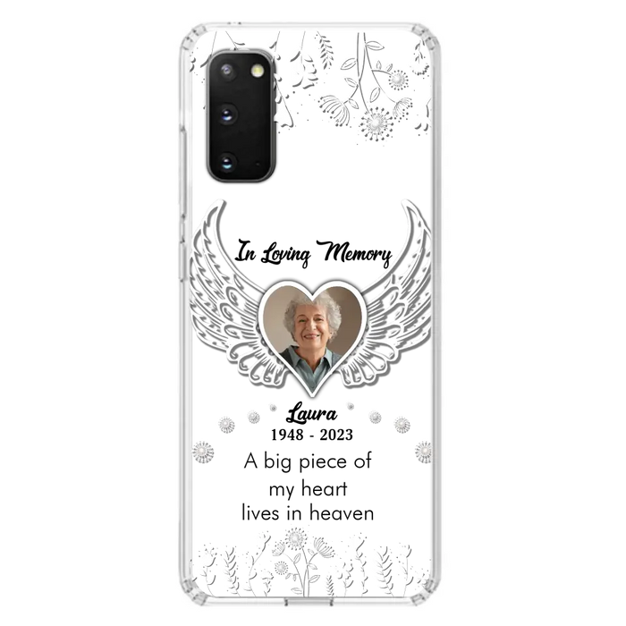 Custom Personalized Memorial Phone Case - Upload Photo - Memorial Gift Idea For Family Member - A Big Piece Of My Heart Lives In Heaven - Case For iPhone/Samsung