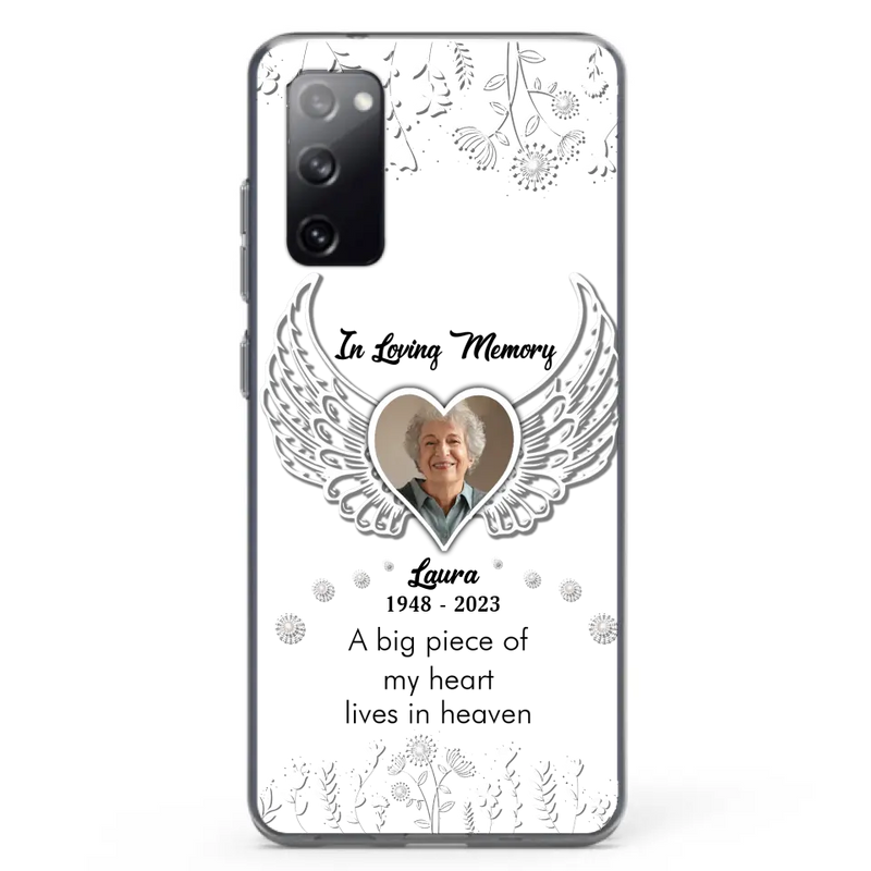 Personalized Memorial Phone Case - Upload Photo - Memorial Gift Idea For Family Member - A Big Piece Of My Heart Lives In Heaven - Case For iPhone/Samsung