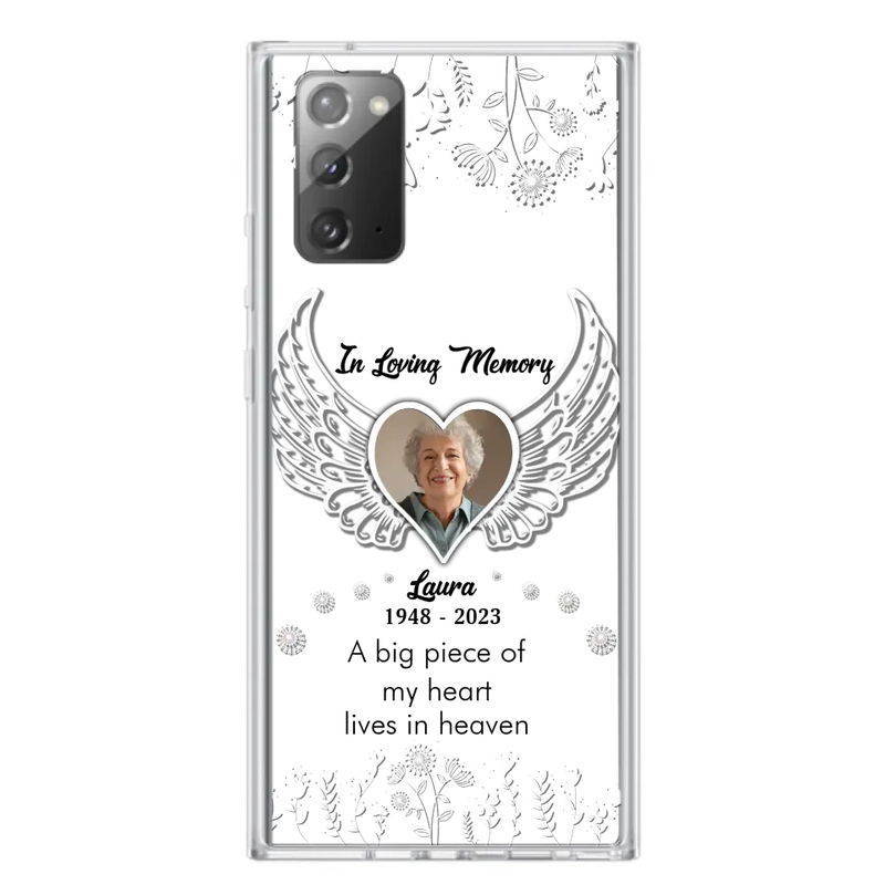 Personalized Memorial Phone Case - Upload Photo - Memorial Gift Idea For Family Member - A Big Piece Of My Heart Lives In Heaven - Case For iPhone/Samsung
