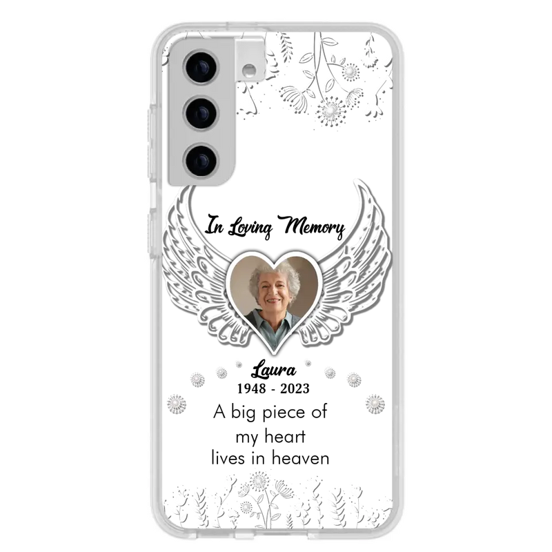 Personalized Memorial Phone Case - Upload Photo - Memorial Gift Idea For Family Member - A Big Piece Of My Heart Lives In Heaven - Case For iPhone/Samsung