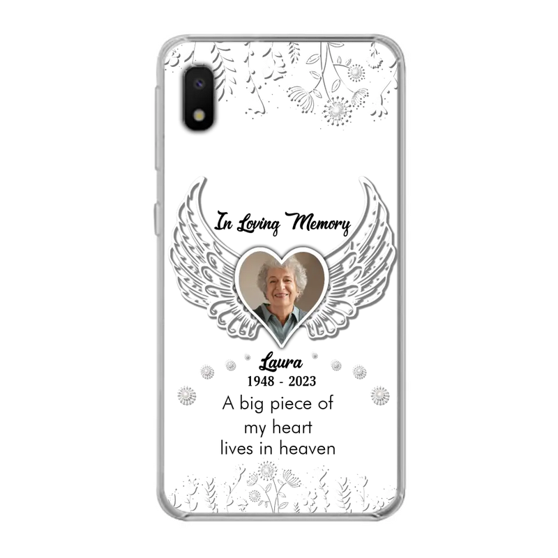 Personalized Memorial Phone Case - Upload Photo - Memorial Gift Idea For Family Member - A Big Piece Of My Heart Lives In Heaven - Case For iPhone/Samsung