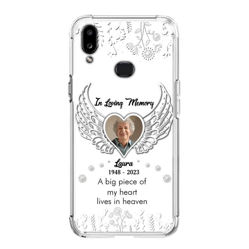 Personalized Memorial Phone Case - Upload Photo - Memorial Gift Idea For Family Member - A Big Piece Of My Heart Lives In Heaven - Case For iPhone/Samsung