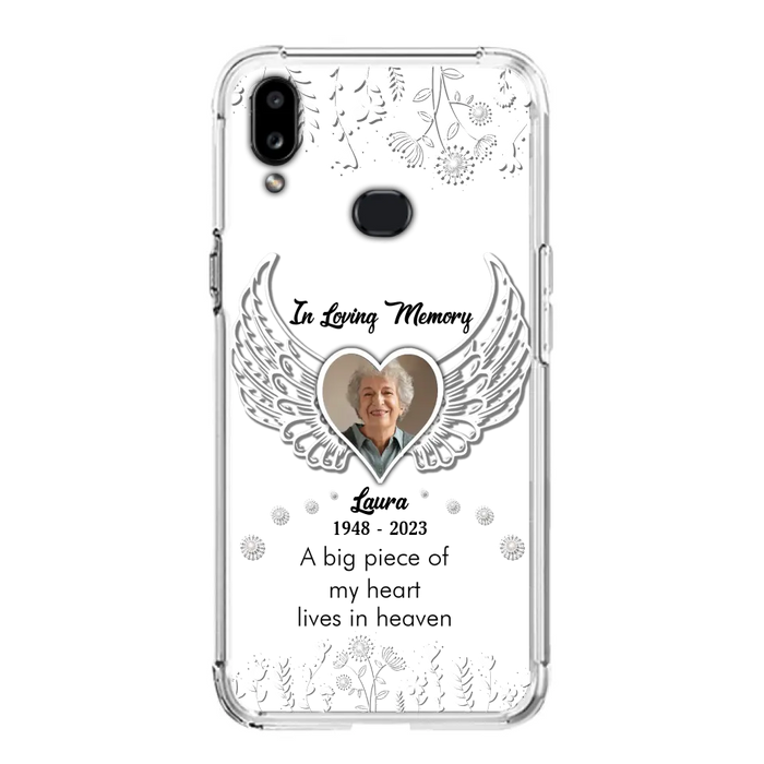 Custom Personalized Memorial Phone Case - Upload Photo - Memorial Gift Idea For Family Member - A Big Piece Of My Heart Lives In Heaven - Case For iPhone/Samsung