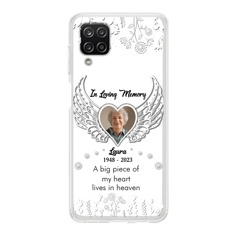 Personalized Memorial Phone Case - Upload Photo - Memorial Gift Idea For Family Member - A Big Piece Of My Heart Lives In Heaven - Case For iPhone/Samsung