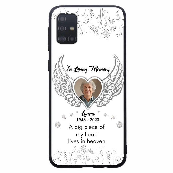 Custom Personalized Memorial Phone Case - Upload Photo - Memorial Gift Idea For Family Member - A Big Piece Of My Heart Lives In Heaven - Case For iPhone/Samsung