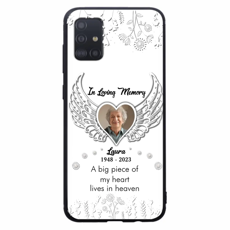 Personalized Memorial Phone Case - Upload Photo - Memorial Gift Idea For Family Member - A Big Piece Of My Heart Lives In Heaven - Case For iPhone/Samsung