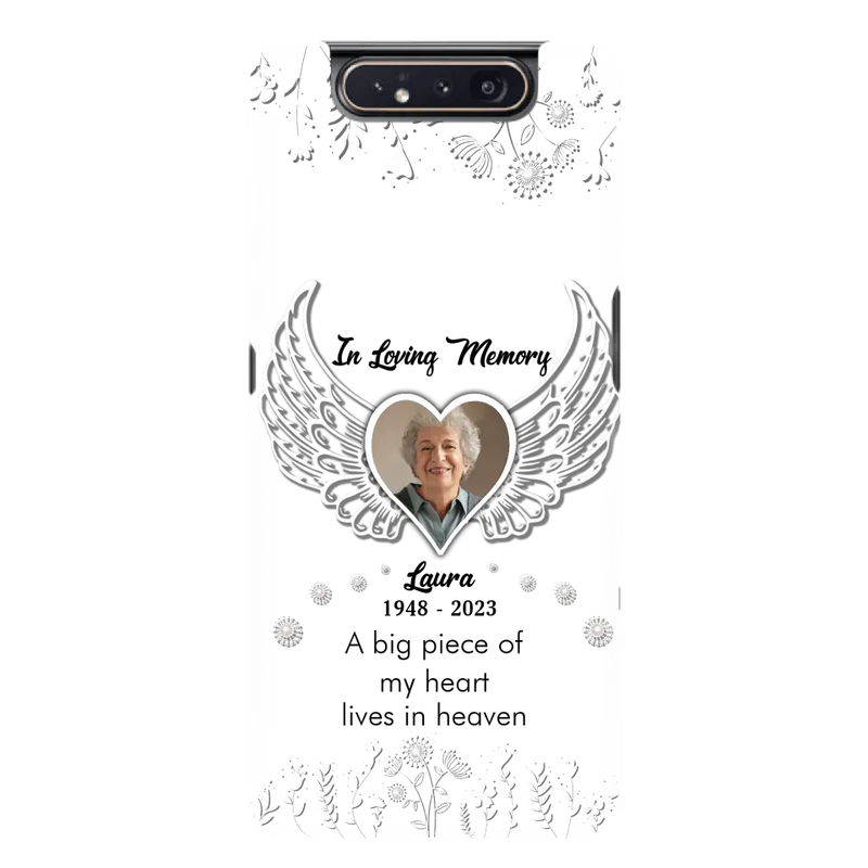 Personalized Memorial Phone Case - Upload Photo - Memorial Gift Idea For Family Member - A Big Piece Of My Heart Lives In Heaven - Case For iPhone/Samsung