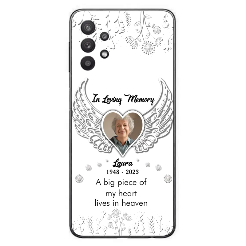 Personalized Memorial Phone Case - Upload Photo - Memorial Gift Idea For Family Member - A Big Piece Of My Heart Lives In Heaven - Case For iPhone/Samsung