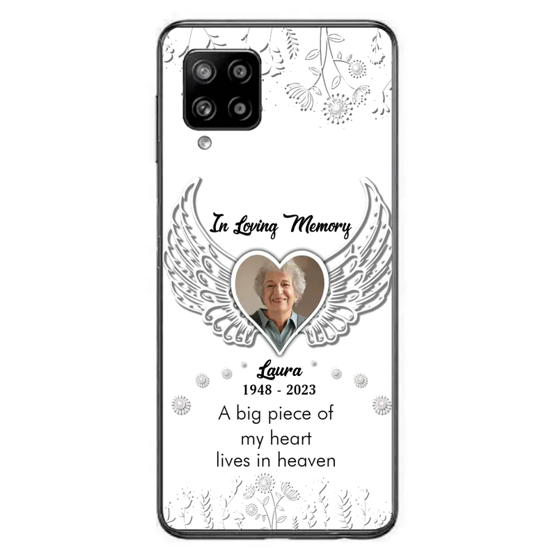 Personalized Memorial Phone Case - Upload Photo - Memorial Gift Idea For Family Member - A Big Piece Of My Heart Lives In Heaven - Case For iPhone/Samsung