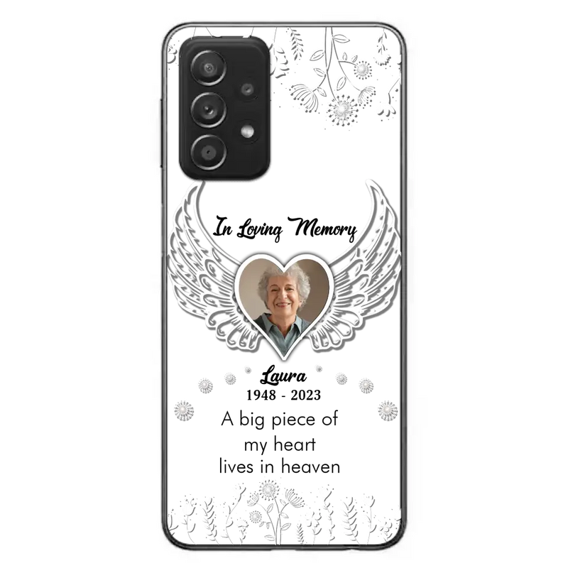 Personalized Memorial Phone Case - Upload Photo - Memorial Gift Idea For Family Member - A Big Piece Of My Heart Lives In Heaven - Case For iPhone/Samsung