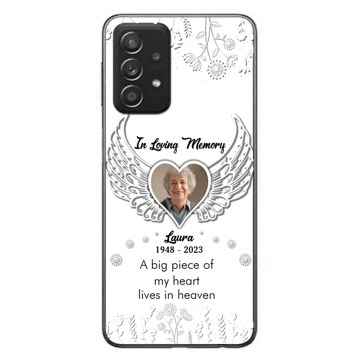 Custom Personalized Memorial Phone Case - Upload Photo - Memorial Gift Idea For Family Member - A Big Piece Of My Heart Lives In Heaven - Case For iPhone/Samsung