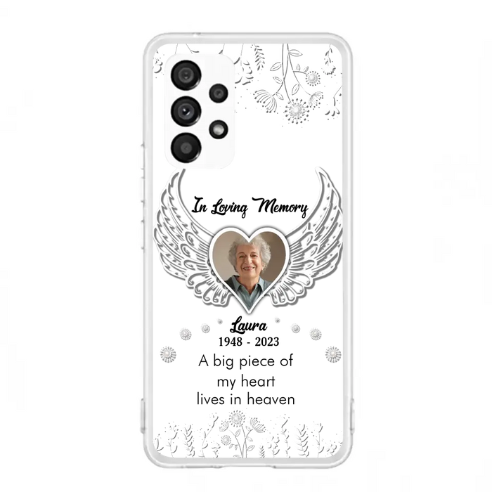 Custom Personalized Memorial Phone Case - Upload Photo - Memorial Gift Idea For Family Member - A Big Piece Of My Heart Lives In Heaven - Case For iPhone/Samsung