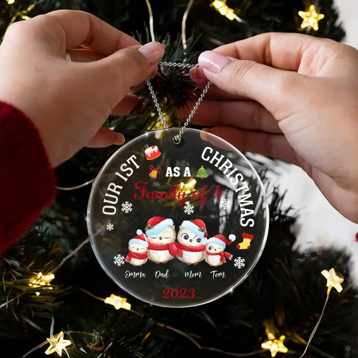 Custom Personalized Family Circle Acrylic Ornament - Christmas Gift Idea For Couple/Family - Our 1st Christmas As A Family Of 3