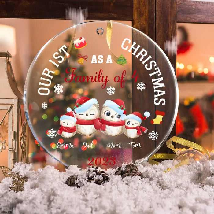 Custom Personalized Family Circle Acrylic Ornament - Christmas Gift Idea For Couple/Family - Our 1st Christmas As A Family Of 3