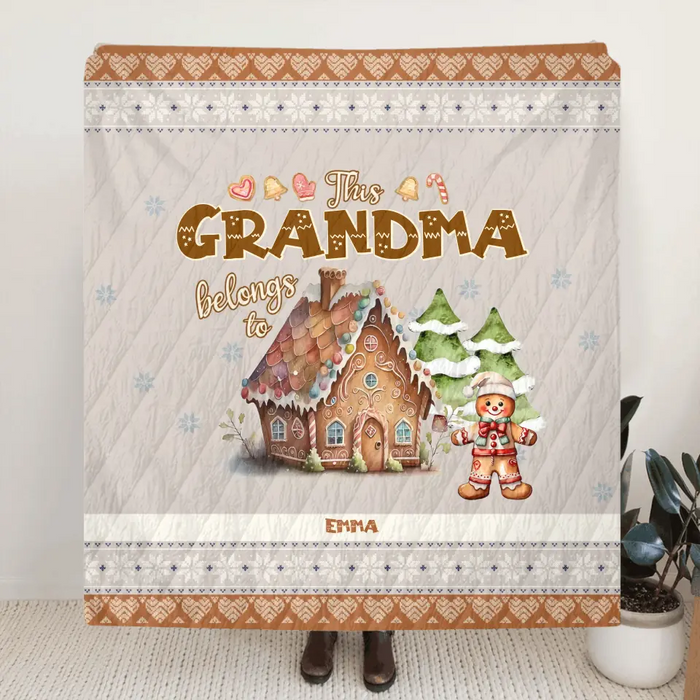 Custom Personalized Grandma's Cookies Christmas Quilt/Single Layer Fleece Blanket - Gift Idea For Grandma/Mom - Up to 10 Kids - This Grandma Belongs To