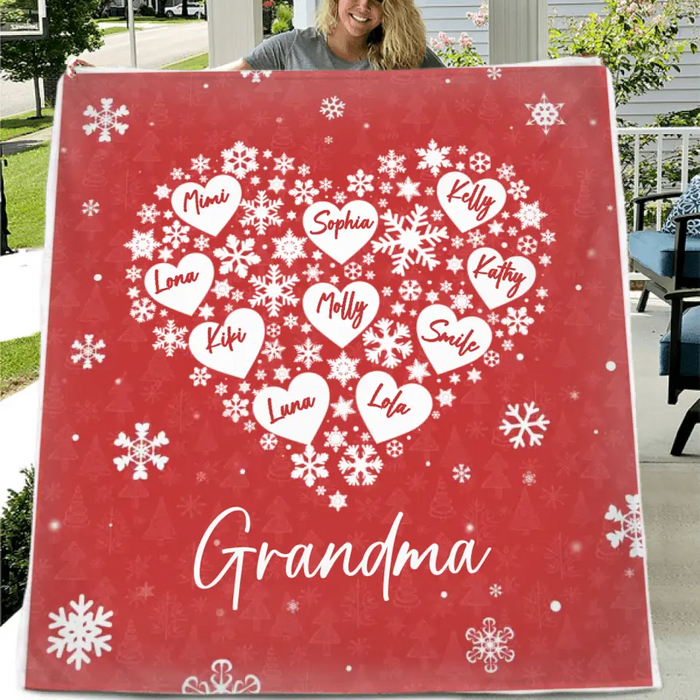 Personalized Grandma Quilt/Fleece Throw Blanket - Gift Idea For Grandma/Christmas - Up to 10 Kids -  Grandma
