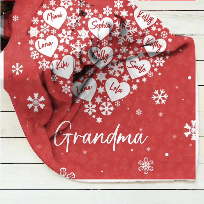 Personalized Grandma Quilt/Fleece Throw Blanket - Gift Idea For Grandma/Christmas - Up to 10 Kids -  Grandma