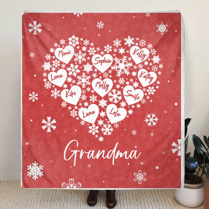 Personalized Grandma Quilt/Fleece Throw Blanket - Gift Idea For Grandma/Christmas - Up to 10 Kids -  Grandma