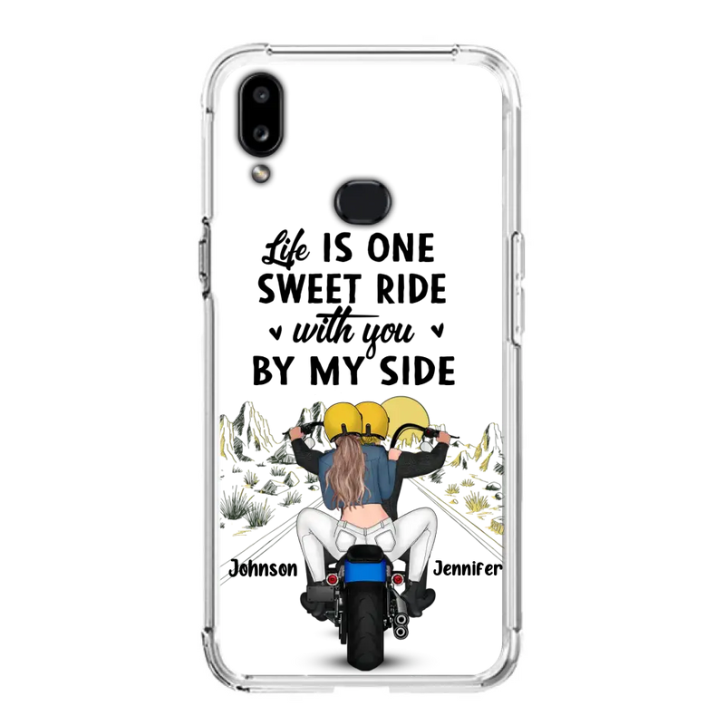 Personalized Couple Biker Phone Case - Gift Idea For Him/Gift To Husband From Wife - Life Is One Sweet Ride With You By My Side - Case For iPhone/Samsung