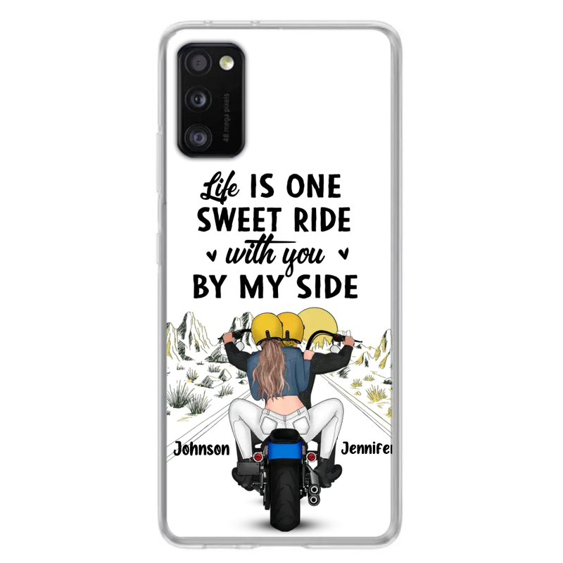Personalized Couple Biker Phone Case - Gift Idea For Him/Gift To Husband From Wife - Life Is One Sweet Ride With You By My Side - Case For iPhone/Samsung